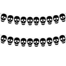2 Pack Black Felt Skull Garland Banner Skeleton Garland Halloween Banne For Goth - £11.85 GBP
