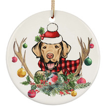 Chesapeake Bay Retriever Dog With Antlers Reindeer Flower Xmas Ornament Gift - £13.41 GBP