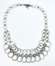 Lucky Brand Antiqued Silver Tone Circle Link Collar Necklace - £14.03 GBP