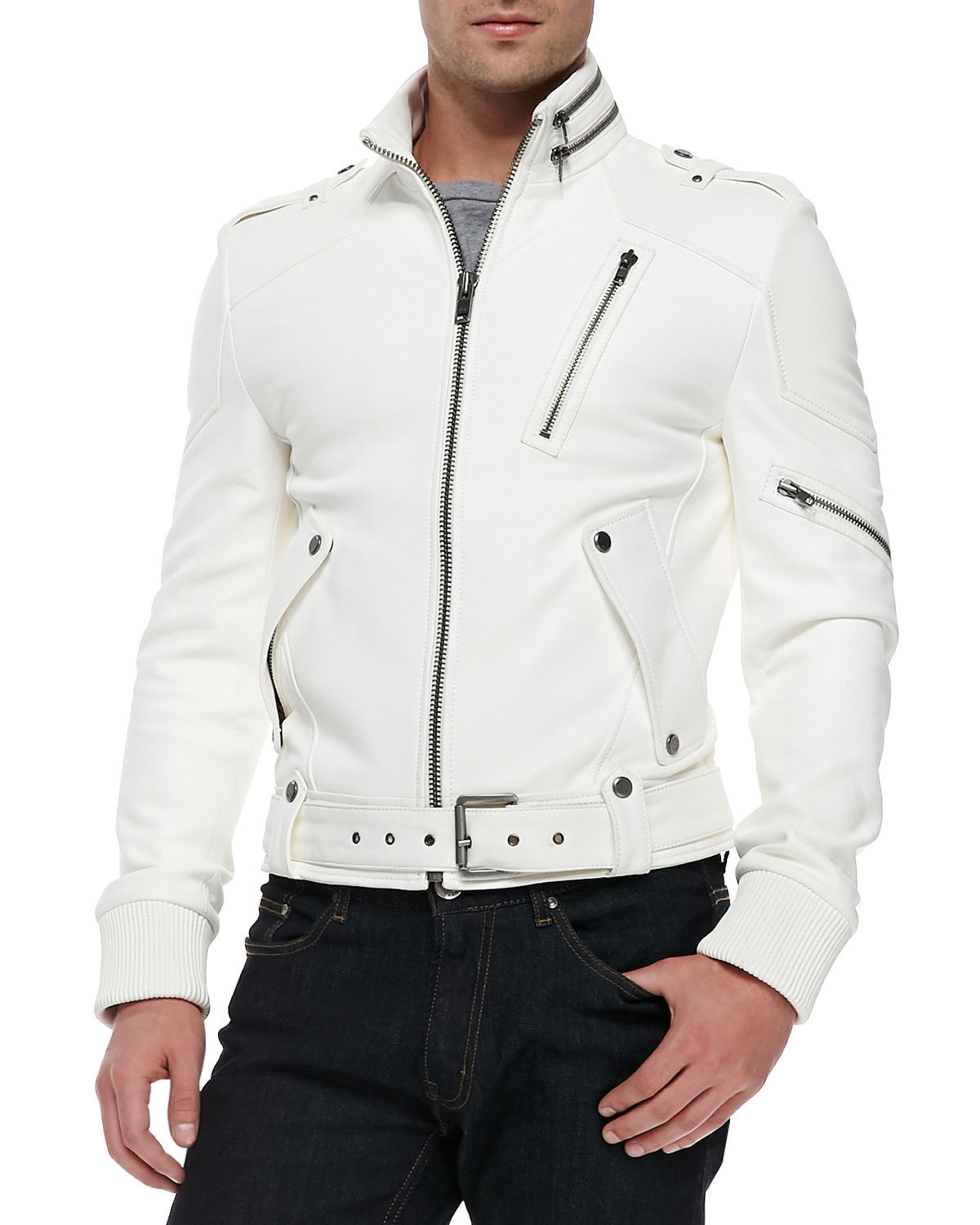 MENS WHITE LEATHER JACKET, MEN BIKER LEATHER JACKET 2019