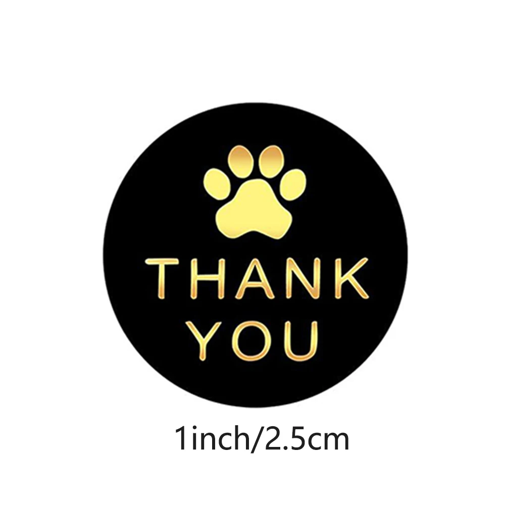Play 100-500Pcs Round Dog Paw Print Thank You Label Stickers Used for Shipping a - £23.09 GBP