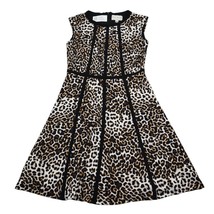 Karin Stevens Dress Womens 6 Multicolor Sleeveless Leopard Print A Line - £23.52 GBP