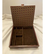 Vintage Men’s Brown Leather Jewelry Box 10 7/8&quot; x  8 1/2&quot;  x  1 5/8&quot;. En... - $20.00
