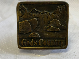 Vtg 1970&#39;s &quot;God&#39;s Country&quot; Belt Buckle #536 1.75&quot; Belt Loop Country Wild... - $29.95