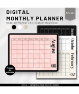 03 Arti.W+｜Undated Monthly Planner A4 (Pastel Colour Background) - £2.35 GBP