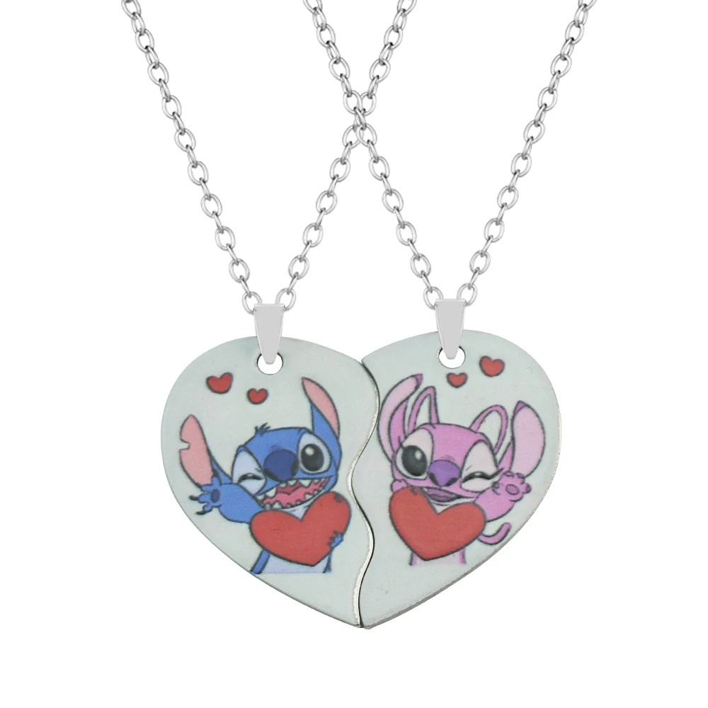 Disney Lilo Stitch Necklace Keychain Anime Characters Love Stitch Couple... - $5.52