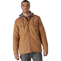 Dickies Men&#39;s Fleece Hooded Shirt Jacket with Hydroshield, Brown Duck, XL - £81.34 GBP