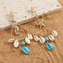 Turquoise &amp; Enamel 18K Gold-Plated Seahorse Starfish Drop Earrings - £11.18 GBP