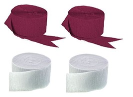 Maroon and White Crepe Paper Streamers, Made in USA - £7.00 GBP