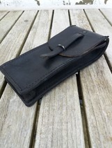 Vintage 1950-1960s French army black leather ammo belt pouch military ammunition - £11.74 GBP