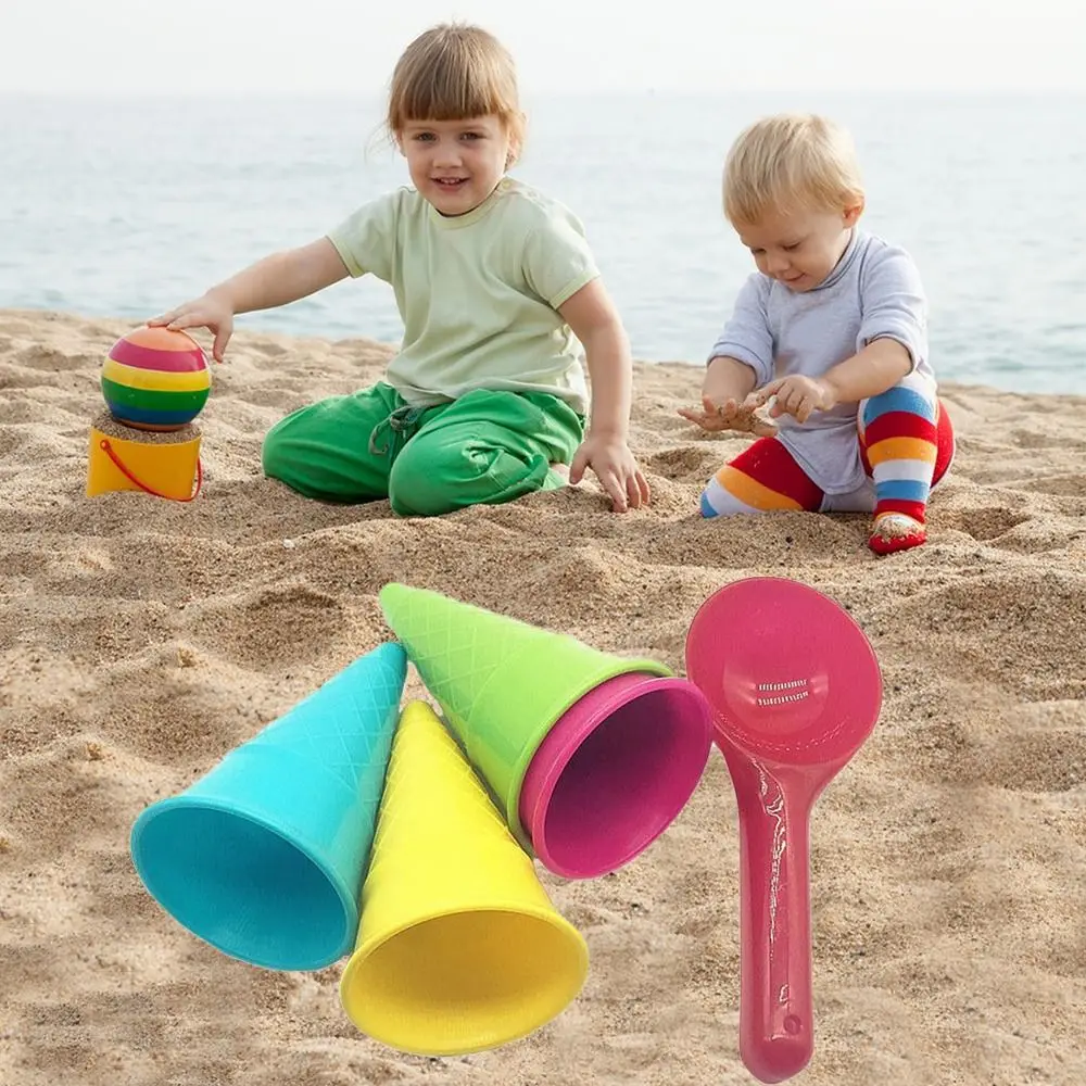 Plastic Gift 5PCS Creative Sand Toys Set Scoop Ice Cream Cone Model Outdoor - £9.23 GBP