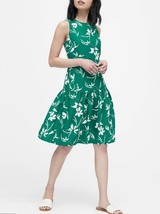 New Banana Republic Japan Green Floral Sleeveless Ruffle Drop Waist Dress 0 - £47.47 GBP