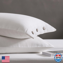 JELLYMONI Queen Pillowcases Set of 2 Washed Cotton Button 20x30" Cream W... - $37.56