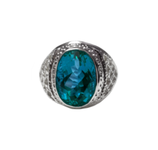 Herren Schweizer Blau Topas Statement Ring Natürlich Swiss Bluetopaz 925 Silber - £131.34 GBP