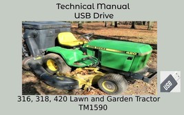 John Deere 316 318 420 Lawn and Garden Tractor Technical Manual TM1590 - £15.12 GBP