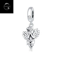 Genuine Sterling Silver 925 Little Guardian Angel Dangle Charm For Bracelets - £17.55 GBP