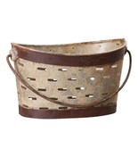 Primitive Olive Bucket in distressed metal - £25.65 GBP
