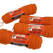 4 Yarn Skeins GoldenT Knitting Worsted 100% Virgin Wool Orange 503 Vintage - £13.48 GBP