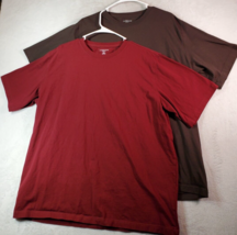 Lot of 2 Lands&#39; End Super Tee Shirt Mens Size XLT Maroon Brown Short Sleeve EUC - £16.89 GBP