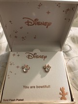 Disney&#39;s Minnie Mouse April Birthstone Rose Gold Plated Stud Earrings - £15.68 GBP