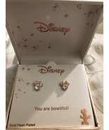 Disney&#39;s Minnie Mouse April Birthstone Rose Gold Plated Stud Earrings - £15.63 GBP