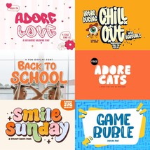 Adorable Font Bundle 200+ Modern Font  Canva, Cricut, Procreate Instant ... - $5.99