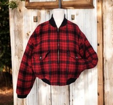 Vintage Gap Virgin Wool Blend Cropped Plaid Bomber Jacket Size M Quilted... - £47.67 GBP