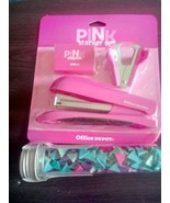 PINK STAPLER SET OFFICE DEPOT STAPLER &amp; PUSH PINS. NEW. - $12.99