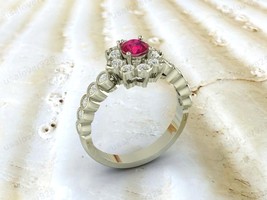 Ruby And Diamond Gemstone 925 Sterling Silver Unique Design Women Ring Jewelry - £49.03 GBP