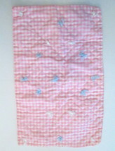 Vintage Handmade Baby Doll Quilt Pink &amp; White Gingham  12.5&quot; x 20&quot; - $17.00