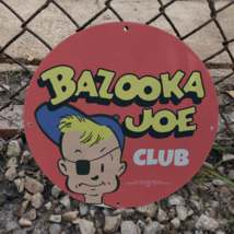 Vintage 1942 Bazooka Joe Club Porcelain Gas &amp; Oil Americana Man Cave Sign - £163.61 GBP