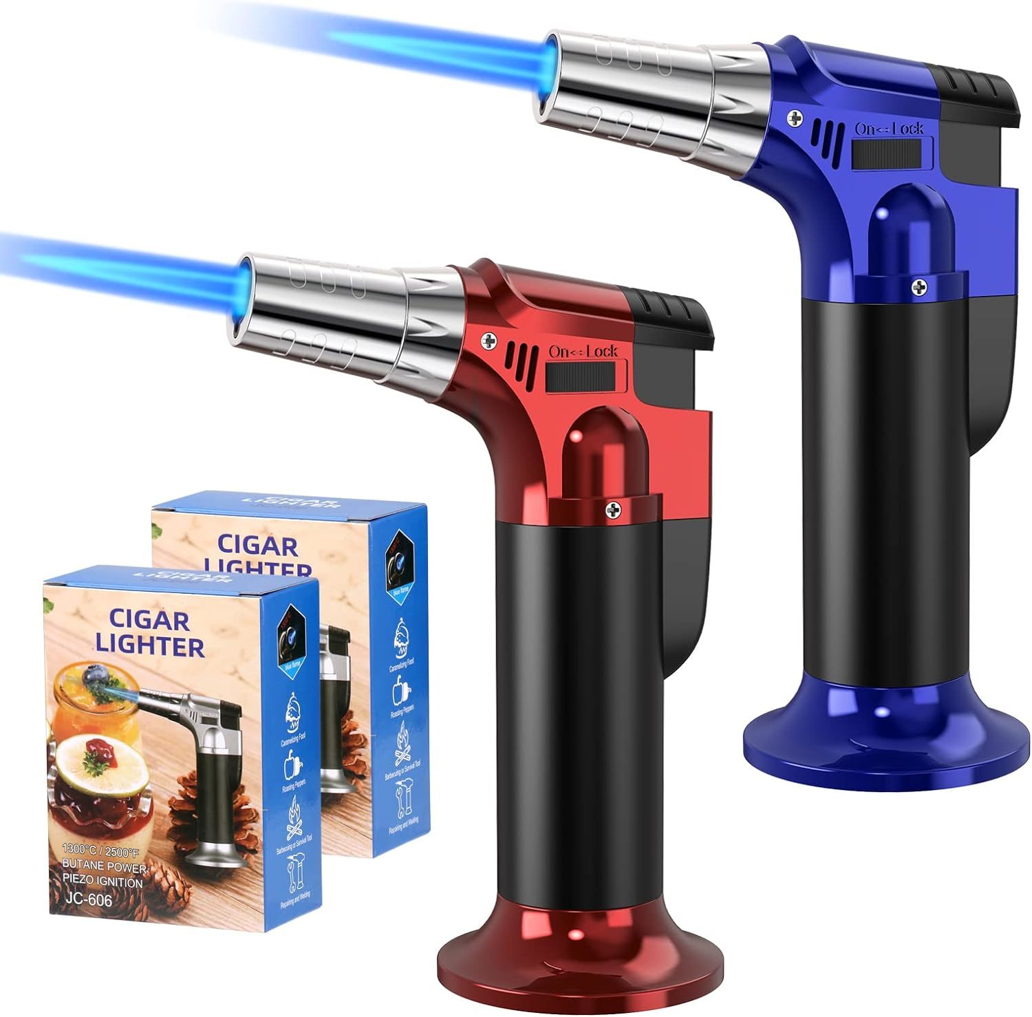 2 Pack Torch Lighter, Butane Torch Refillable, Kitchentorch For, Red/Blue - $35.99