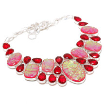 Australian Triplet Opal Mozambique Garnet Gemstone Necklace Jewelry 18&quot; SA 4995 - £18.08 GBP