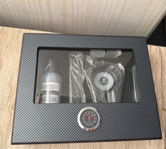 Cigar Humidor Glass Top Carbon Fiber Texture top Inlay with accessories NEW - $48.49
