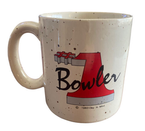 Primary image for Vintage #1 Bowler 1983 Red And White Speckled Mug Cup Bowling Clay In Mind
