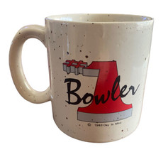 Vintage #1 Bowler 1983 Red And White Speckled Mug Cup Bowling Clay In Mind - $16.82