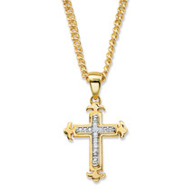 PalmBeach Jewelry Gold-Plated Genuine Diamond Accent Cross Pendant Necklace 22&quot; - £31.74 GBP