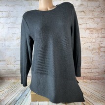 Chicos Womens Size 2 US Large 12 Grey Asymmetrical Knit Long Sweater Top Shirt - £17.17 GBP