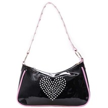 Fashion Women Rivet Strap PU Leather Rhinestone Love Underarm Shoulder Bag Casua - £22.53 GBP