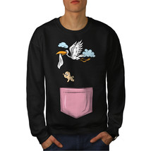 Wellcoda Stork Baby Newborn Funny Mens Sweatshirt,  Casual Pullover Jumper - £23.90 GBP+