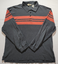 Men&#39;s Eddie Bauer Gray with Orange Stripe Long Sleeve Polo Shirt - Size XL - £11.33 GBP
