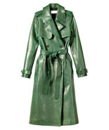 Designer Stylish Green Women Lambskin Leather Long Trench Coat Winter Party - €170,36 EUR - €179,72 EUR