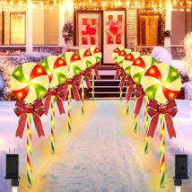 10-Pack 27&quot; Lollipop Peppermint Christmas Pathway Lights Outdoor with Re... - $1,077.30 MXN