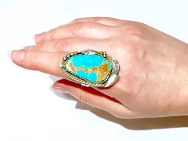 Vintage Navajo Sterling Silver natural Turquoise Native American Ring - £246.80 GBP