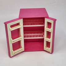 Vintage 1984 Mattel Barbie Dream House Kitchen Pink + White Mini Fridge # 9119 - £20.93 GBP