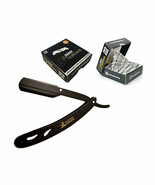 Classic Samurai Matte Black Folding Straight Razor + 100 Derby Premium B... - $23.24 CAD