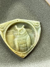 Nicely Carved Light Green OWL Bird Shield Stone Pendant or Other Use – 2... - $38.08
