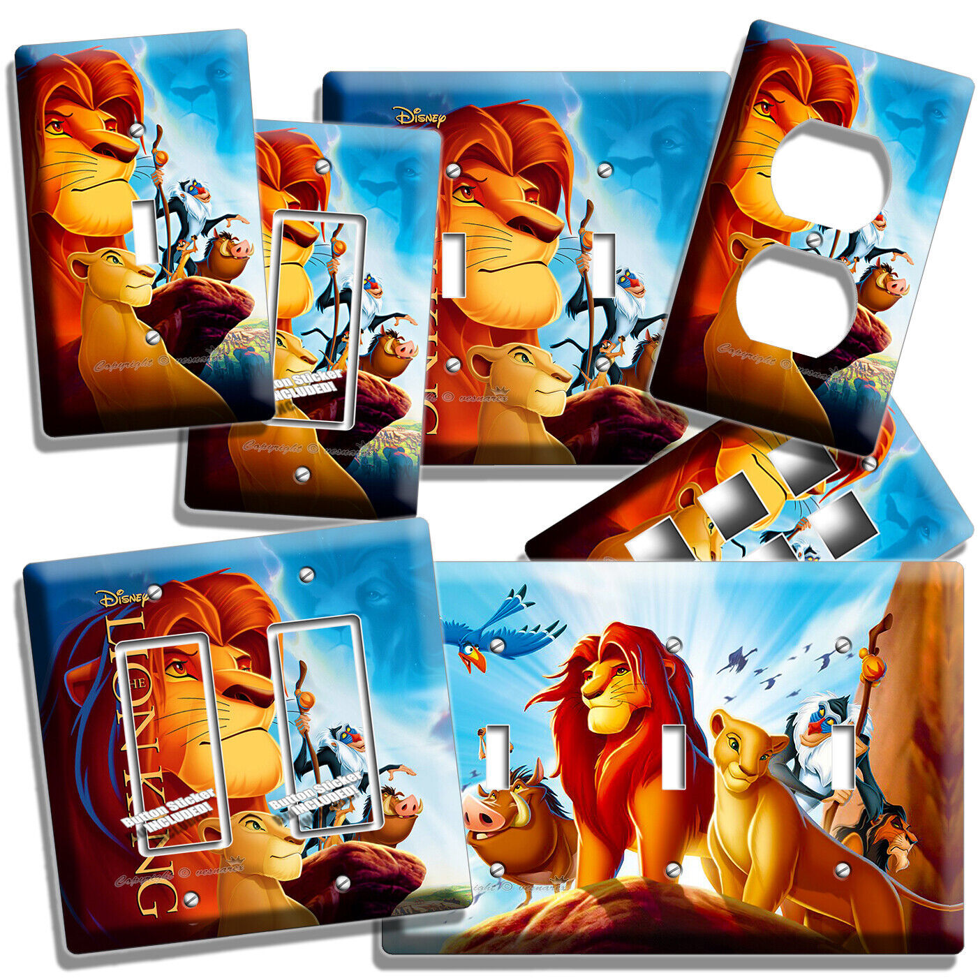 LION KING SIMBA TIMON PUMBAA LIGHT SWITCH OUTLET WALL PLATES KIDS ROOM ...