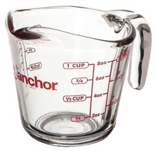Tempered Glass Measuring Bowl 1 Cup =8oz =.5 Pint =250mL Anchor Hocking 55175OL9 - £16.78 GBP