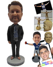 Personalized Bobblehead Dude Wearing A Jacket And Formal Pants And Shoes... - $91.00